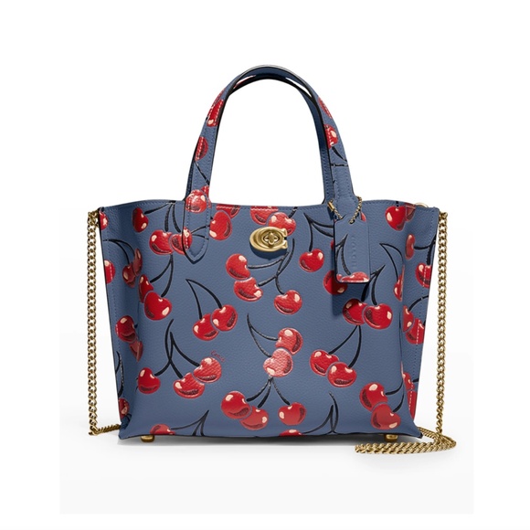 Coach Handbags - NWT $350 COACH Willow Cherry-Print Leather Tote Bag!